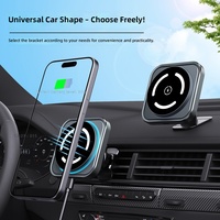 Nouveau chargeur de voiture sans fil magnétique MagSafe 15W à moule privé avec support de téléphone en alliage d'aluminium ABSPC