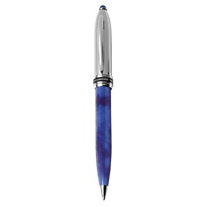 Penna a Sfera Blu Sportiva con Strisce Cromate 1.0mm, Penna in Metallo per Affari e Promozioni, Idea Regalo - Product Image 2