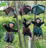 Offre Spéciale Halloween : Jouets de sorcière électriques effrayants, Pendentif sorcière lumineuse avec parachute, Décoration colorée en plastique pour porche, bar et maison hantée