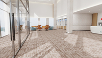 Moquette de bureau de haute qualité en nylon avec dos en PVC PU 50x50 Carrelage de moquette élégant brun chaud avec fines lignes verticales Commercial