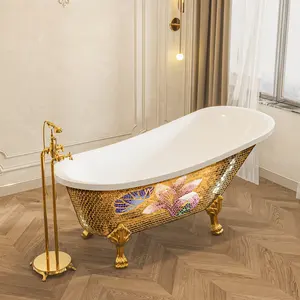Fanwin Italian Design Verbunds tein Harz elegante Eisen Klauen fuß freistehende Badewanne