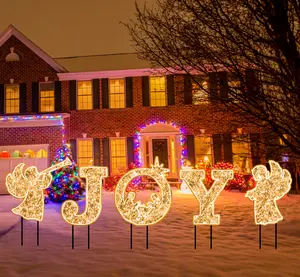 圣诞快乐装饰庭院标志带木桩-5pcs欢乐天使标志户外节日派对家庭草坪通道装饰