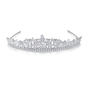 LUOXIN moda circón boda corona flor desfile real tiaras lujo nupcial accesorios para el cabello - Product Image 6