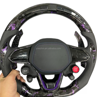 Volant de course en fibre de carbone personnalisé Accents or violet avec fonctions de sport automobile Bouton R8 pour plate-forme MQB EVO MEB