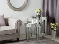 Table basse moderne de luxe en argent miroir avec diamants concassés pour meubles de chambre à coucher ou de salon