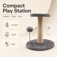 Tour pour chat en corde de sisal en gros avec perchoir rond en peluche, jouet à ressort et jouet suspendu pour chatons et petits chats OEM