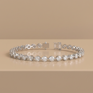 Bracelet tennis personnalisé en diamant de laboratoire de forme ronde, bijoux fins en or, serti clos, pour femme, accessoire de luxe élégant - Product Image 1