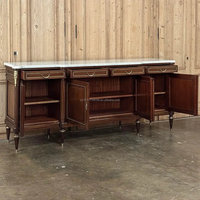 Buffet d'appoint classique en bois et marbre, style antique français, meuble de luxe pour salle à manger ou entrée