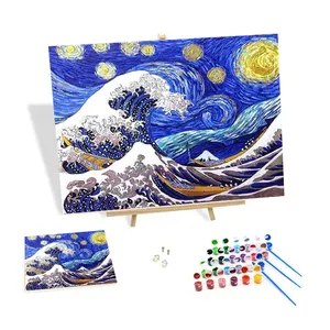 Van Gogh Popular Factory Sale Painting By Numbers For Adults Starry Sky Throw Blanket Hokusai Great Wave Home Decor 24 Colors