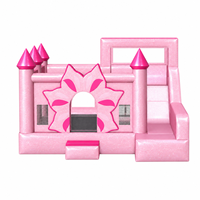 Château gonflable rose commercial avec toboggan, combo de saut scintillant pour enfants, maison de saut gonflable pour parc d'attractions