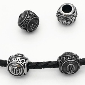yunnique Stainless Steel Zodiac <b>Spacer</b> Beads Round Virgo Charm For Bracelet Making 8mm Metal Bead Accessories Jewelry Components - Product Image 1