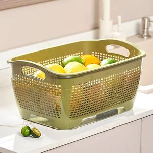 Panier de drainage double couche en plastique Home Basics, grand passoire de cuisine pour légumes et fruits avec poignée - Product Image 4