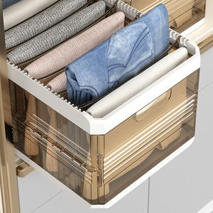 Clothing Organizer Plastic <b>Storage</b> Box Rectangle 40x25x20cm Layered For Pants <b>Clothes</b> Home Use - Product Image 2