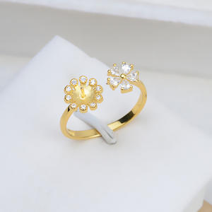 Anneau ouvert en argent S925, fleur, réglable, porte-bague 5-6, accessoires de bijoux en perles DIY, 108 outils et équipements de bijouterie - Product Image 4