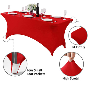 Manteles Rectangulares Negros de Poliéster con Logotipo Impreso al Mejor Precio, Manteles Elásticos de Spandex para Fiestas, Banquetes y Bodas, Cubiertas para Mesa de 6 pies - Product Image 3