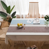 Nappe, nappe brodée coton lin sans plis nappes lavable anti-poussière couverture de table pour la cuisine fête