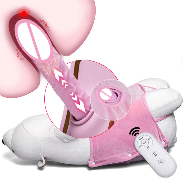 Masturbation Sex Machine Female Sex Play Pillow White Doll Bear Toys Thrusting Invisible Telescopic Heating Dildo Sex Machine
