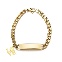 Bracelet à maillons cubains personnalisé avec plaque nominative en acier inoxydable, breloque gravée au laser, bracelet de mode pour femmes et hommes