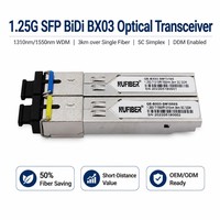 Module transcepteur optique Gigabit SFP 1.25G BIDI 3km Tx1310nm Rx1490nm Simplex LC SMF DDM pour centre de données FTTH pour Cisco