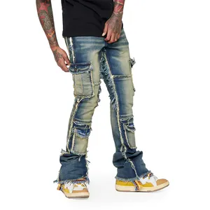 DiZNEW Custom Cargo Hochwertige benutzer definierte neue Mode Streetwear Multi Taschen gestapelte Jeans