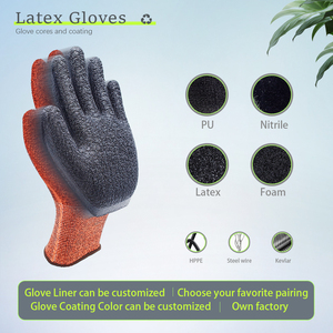 13G Rouge Spandex Industriel Froissé Latex Enduit Gant Travail Sécurité Construction Gants Maçon Rides Ondulé Paume En Caoutchouc - Product Image 5