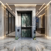Puerta de Entrada de Doble Hoja con Aislamiento Térmico y Panel en Relieve 3D Estilo Europeo Kalaishi, Antirrobo y de Seguridad para Villas de Lujo