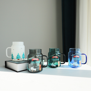 Xmas Borosilicate Glass Drink Bottle Drinking Glass Coffee Cup Water <strong>Mason</strong> <strong>Jars</strong> with Christmas Stickers - Product Image 5