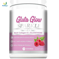Poudre Multi-Collagène L-Glutathion Gluta Glow Sparkle pour l'éclaircissement et l'anti-âge de la peau, supplément pour un éclat radieux