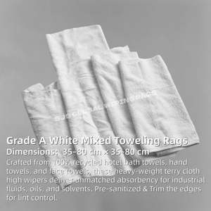 Trapos Blancos Reciclados de Toalla - Trapos 100% Algodón de Súper Absorción para Limpieza Industrial y de Talleres - Product Image 2