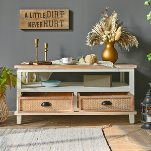 Hot Sale Antique Farmhouse Style Wooden Center Tea Coffee <b>Table</b> 4 Drawers Living Room Furniture <b>with</b> <b>Storage</b> Shelf - Product Image 3