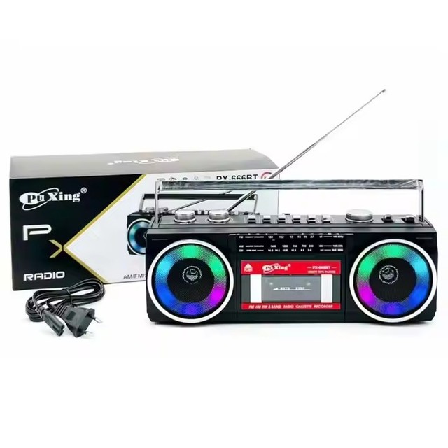 Vofull Portable Auto Stop Cassette Player with Am Fm Sw Radio AC DC Operated Desktop Tape Player with RGB Light