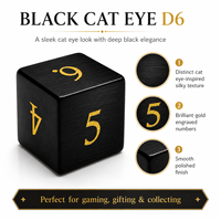 Dés à Jouer D&D Faits Main en Pierre Œil de Chat Noir Minuit, 1 Pièce, Dés Polyédriques Personnalisés à Coupes Aiguisées pour Jeux de Rôle Dungeons & Dragons