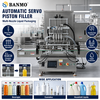 Machine de remplissage de liquides professionnelle entièrement automatique PLC à 4 têtes avec pompe à piston servo et convoyeur pour cosmétiques, sauces, détergents, huiles