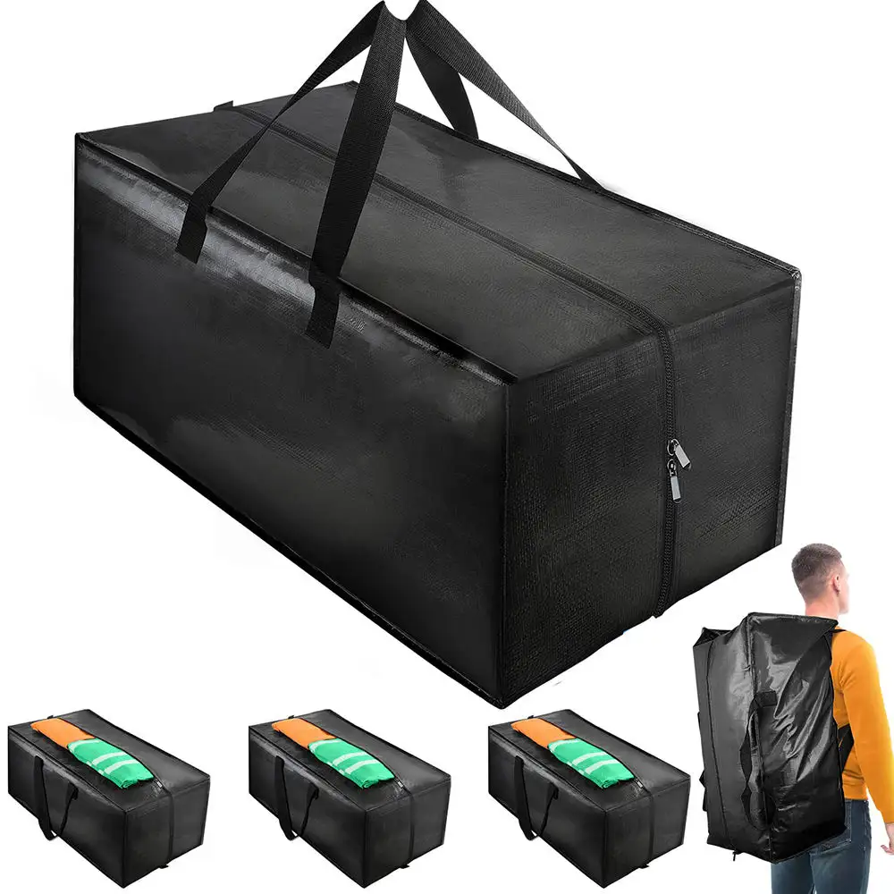 กระเป๋าโพลีโพรพิลีน PP แบบทอเคลื่อนย้ายได้กระเป๋าเก็บของขนาดใหญ่พิเศษกันน้ำสำหรับงานหนักพร้อมซิป