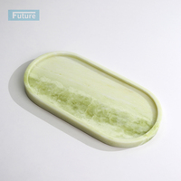 Plateau ovale moderne en marbre vert émeraude naturel pour bougies, bijoux, fruits, collations, présentation de table, décoration de hôtel et de fête