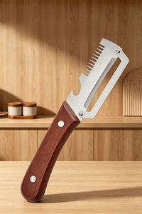 3 in 1 Manual <b>Vegetable</b> <b>Cutter</b> Wooden Grip Stainless Steel Shred Slice Peeler and Bottle Opener <b>Multifunctional</b> Kitchen Gadget - Product Image 4