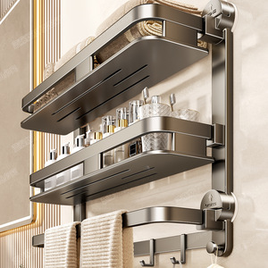 Bathroom Suction Shelf With Towel Bar 3 Tier Stainless Steel Wall Mount Storage Rack For Toilet And <b>Shower</b> Supplies - Product Image 3