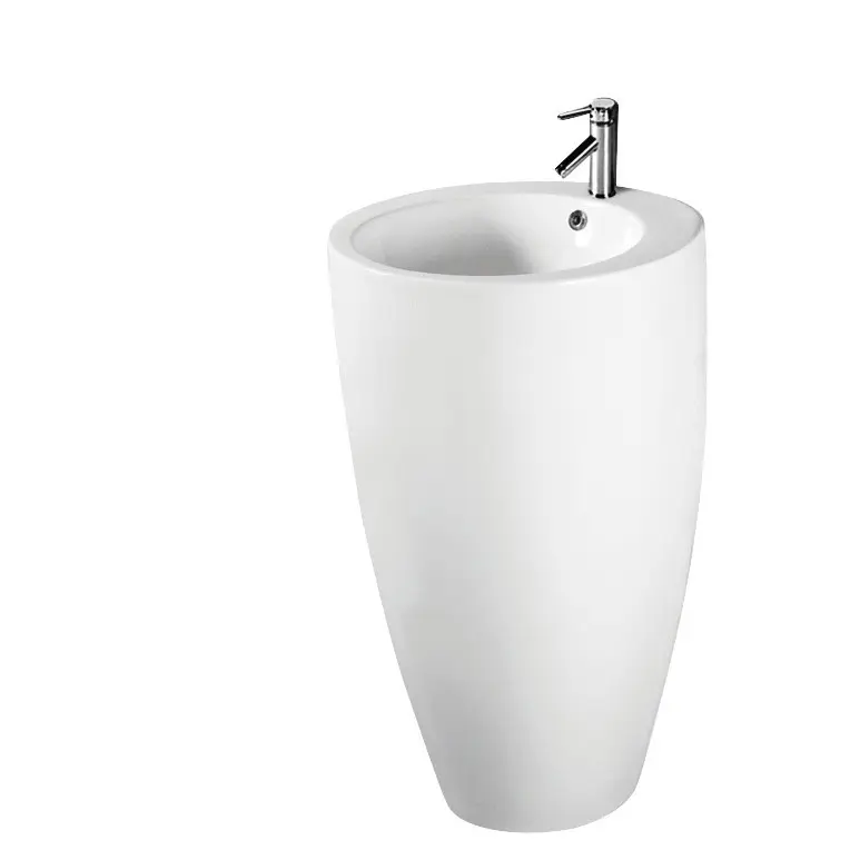 ESERO High Quality Ceramic Sanitary Pedestal Type Wash Basin Free Standing Round Sink For Bathroom modern pedestal basin