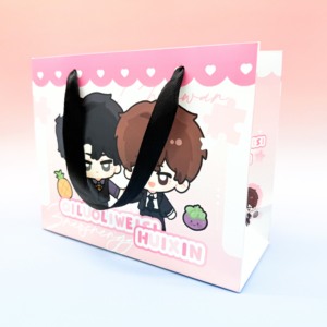 Borsa per la spesa in cartone Kraft marrone stampata su misura con manici artistici del supermercato per regalo alimentare con il tuo - Product Image 1