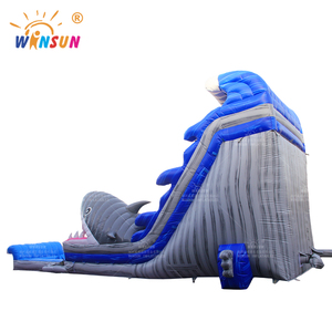 Trượt Nước Nổi Bật Hình Cá Mập Trắng Bơm Hơi Phổ Biến Trượt Nước Bơm Hơi Khổng Lồ 39ft Có Bể Bơi - Product Image 5
