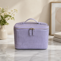 JOYSUN Trousse de Maquillage de Voyage Grande Capacité en Cuir de Crocodile de l'Himalaya pour Femme, Organisateur de Maquillage, Sac de Voyage Designer