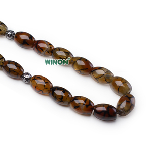 Rosario Musulmán de Ágata Natural con Vetas de Dragón de 10x14 mm, <span class=keywords><strong>Tasbih</strong></span> Islámico, Misbaha, Rosario de Alá, Regalo Islámico - Product Image 5