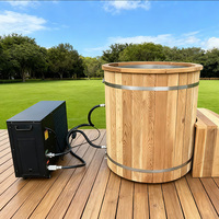 Baignoire à glace en bois pour immersion froide en extérieur avec système de refroidissement par chiller pour bain de glace