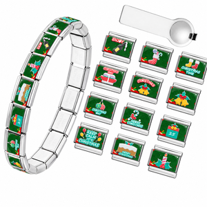 Bracelet à breloques <span class=keywords><strong>italien</strong></span> DIY en acier inoxydable, motifs Pinguin et Renne de Noël, bracelet de montre modulaire, cadeau unisexe, fournisseur en gros - Product Image 1