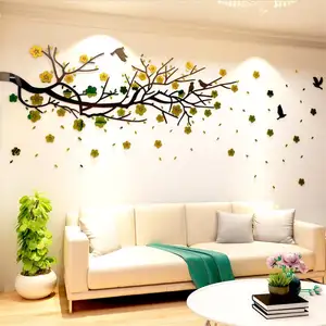 Acryl Afneembare Kleur Bloem Sticker 3D Wanddecoratie Sticker Achtergrond Waterdicht Woondecoratie