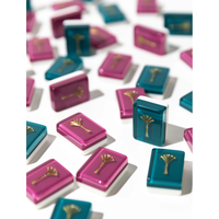 Offre Spéciale : Jeu de Tuiles de Mahjong Américain en Acrylique Gravé et Sculpté, Rouge et Bleu Lagune, Jeu de Société, Cadeaux de Noël