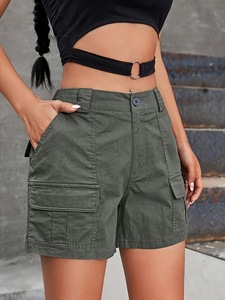 Shorts chauds pour femmes, taille haute, imperméables, séchage rapide, élastiques, sportifs, pour activités de plein air, couleur unie, style européen, américain, coréen, vêtements de travail - Product Image 3