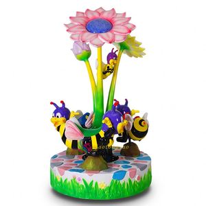 Nuevo Diseño de Carrusel Eléctrico para Niños con Estilo de Caballos y Flores, para Exteriores, con Construcción de Fibra de Vidrio - Product Image 3