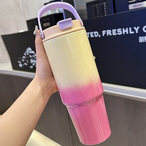 Wholesale Gradient 30oz Travel Tumbler Stainless Steel Vacuum <b>Insulated</b> Car <b>Mug</b> with Handle Custom Promotional Gift - Product Image 4