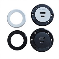 Prise de bureau encastrée ronde 45 mm avec USB-A + Type-C PD 2.0 10,5 W et chargeur avec prise UK pour ordinateur portable, montre connectée et appareil photo